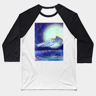 Owl, Moon and Sea Baseball T-Shirt